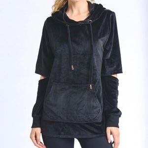 Black Open Arm Hoodie